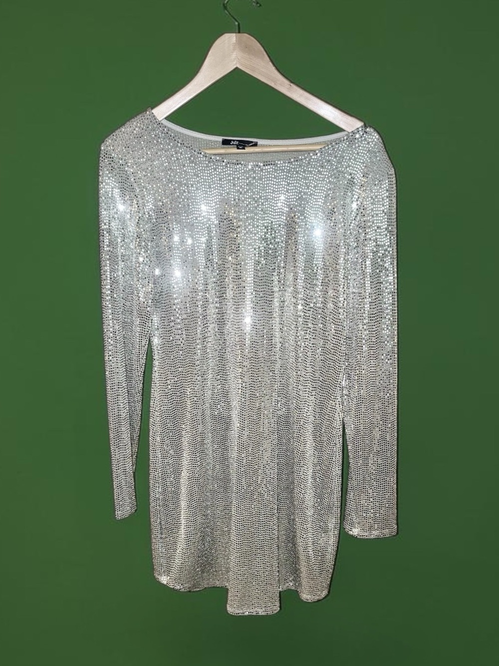 NWT Jump Silver Sequin Long-Sleeve mini dress